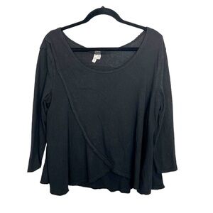 WE THE FREE Free People Tulip Cross Front Black Top size Small